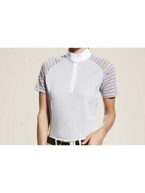 Ariat Aptos Vent Show Shirt Pro Series Short Sleeved Gray Silver Women's Small S